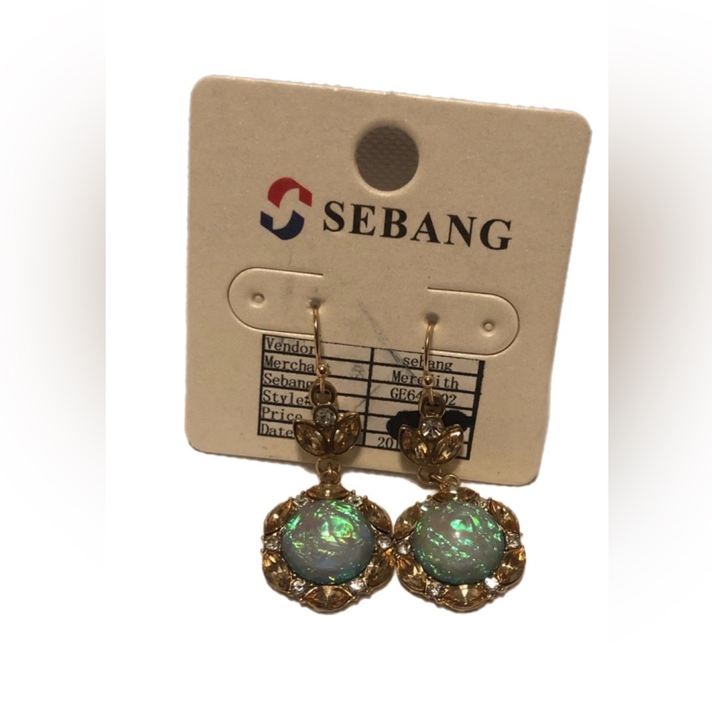 Sea green metallic earrings